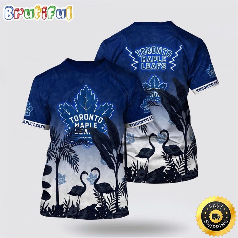 NHL Toronto Maple Leafs All Over Print T Shirt Tropical Flamingo Pattern Summer T Shirt
