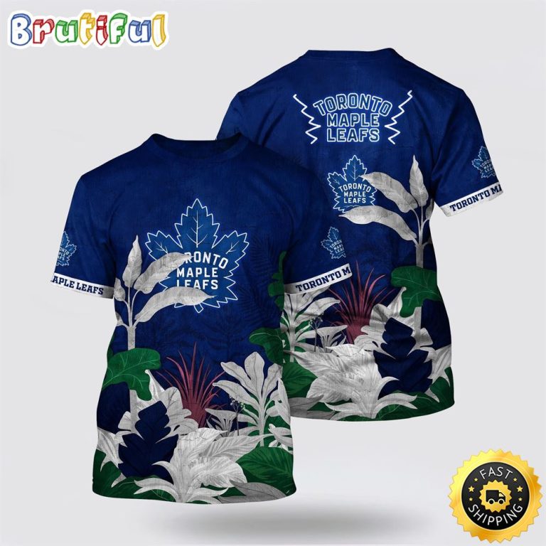 NHL Toronto Maple Leafs All Over Print T Shirt Tropical Forest Motifs Summer T Shirt