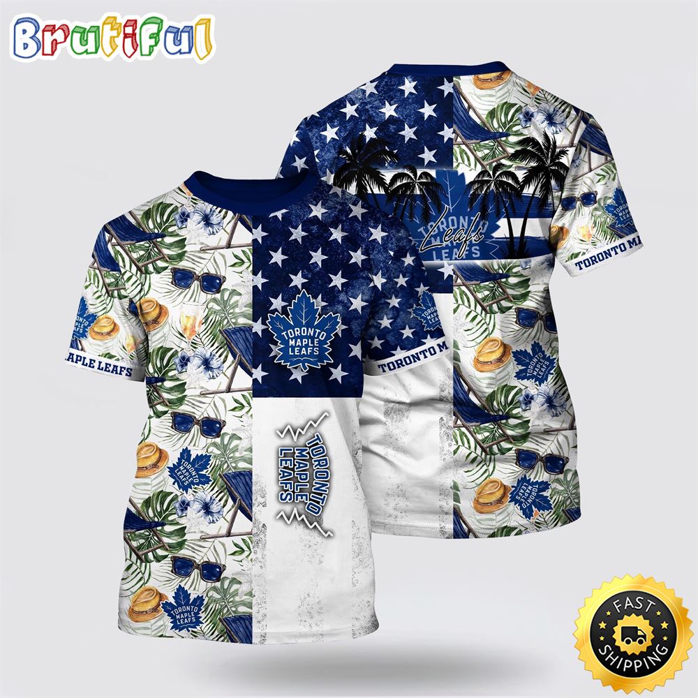 NHL Toronto Maple Leafs All Over Print T Shirt Tropical Hat And Glasses Pattern Summer T Shirt NHL Toronto Maple Leafs All Over Print T Shirt Tropical Hat And Glasses Pattern Summer T Shirt