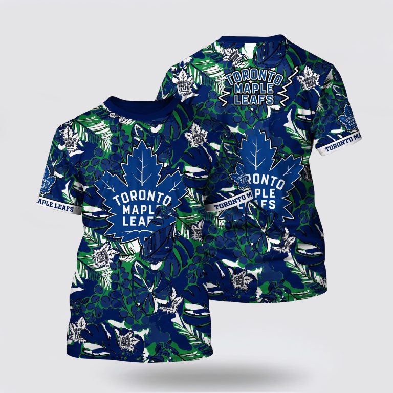 NHL Toronto Maple Leafs All Over Print T Shirt Tropical Leaf Pattern Summer T Shirt