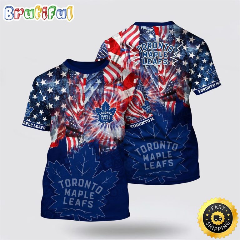 NHL Toronto Maple Leafs All Over Print T Shirt With American Independence Day Pattern Summer T Shirt