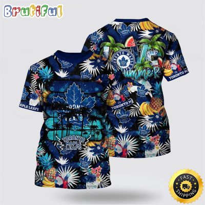 NHL Toronto Maple Leafs All Over Print T Shirt With Tropical Fruits Summer T Shirt