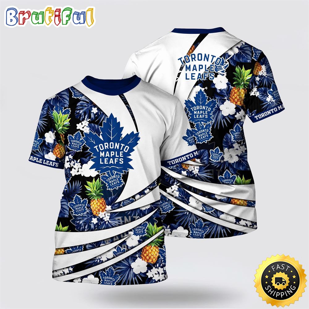 NHL Toronto Maple Leafs All Over Print T Shirt With Tropical Pineapple Summer T Shirt