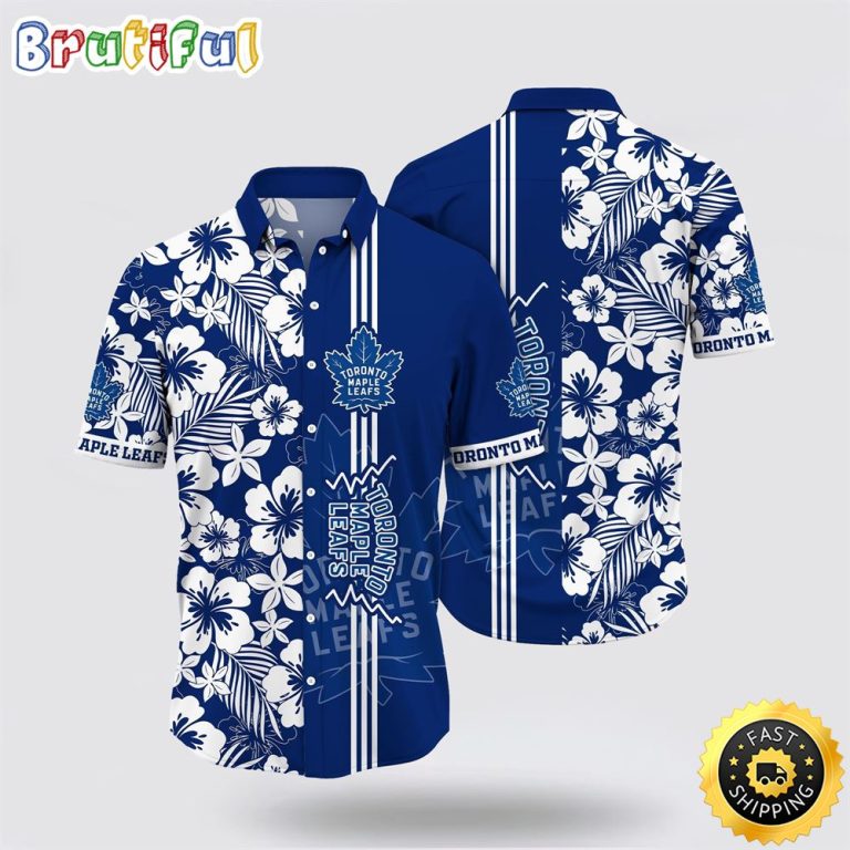 NHL Toronto Maple Leafs Hawaiian Shirt Tropical Apricot Blossom Pattern Summer Hawaiian Shirt