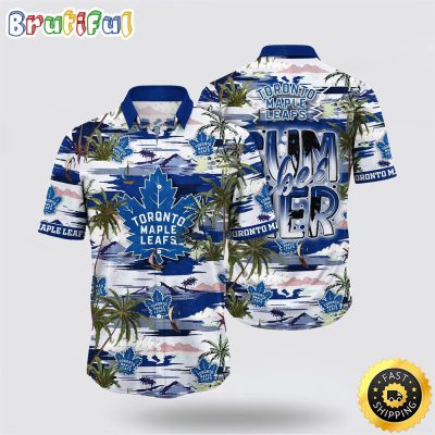 NHL Toronto Maple Leafs Hawaiian Shirt Tropical Desert Island Motif Summer Hawaiian Shirt