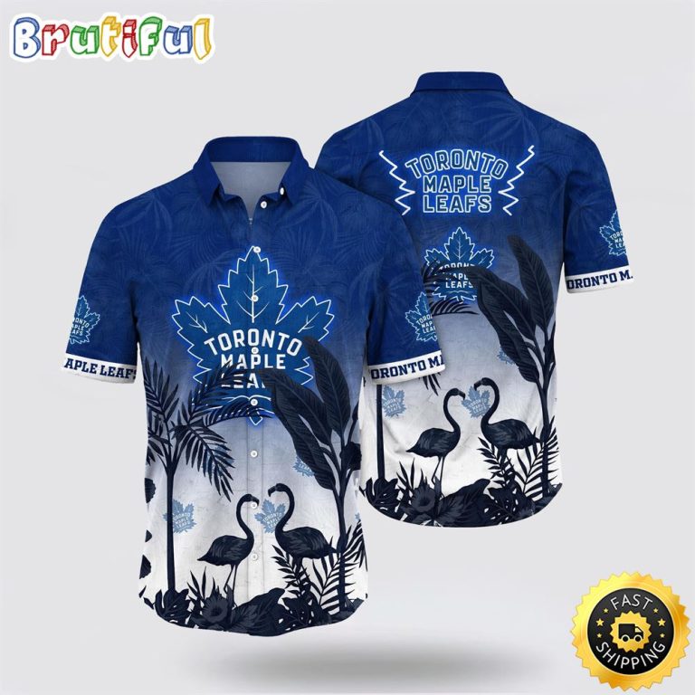 NHL Toronto Maple Leafs Hawaiian Shirt Tropical Flamingo Pattern Summer Hawaiian Shirt