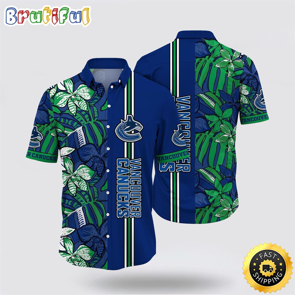 NHL Vancouver Canucks Hawaiian Shirt Tropical Tropical Forest Floral Pattern Summer Hawaiian Shirt NHL Vancouver Canucks Hawaiian Shirt Tropical Tropical Forest Floral Pattern Summer Hawaiian Shirt