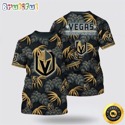 NHL Vegas Golden Knights All Over Print T Shirt Tropical Motifs Summer T Shirt