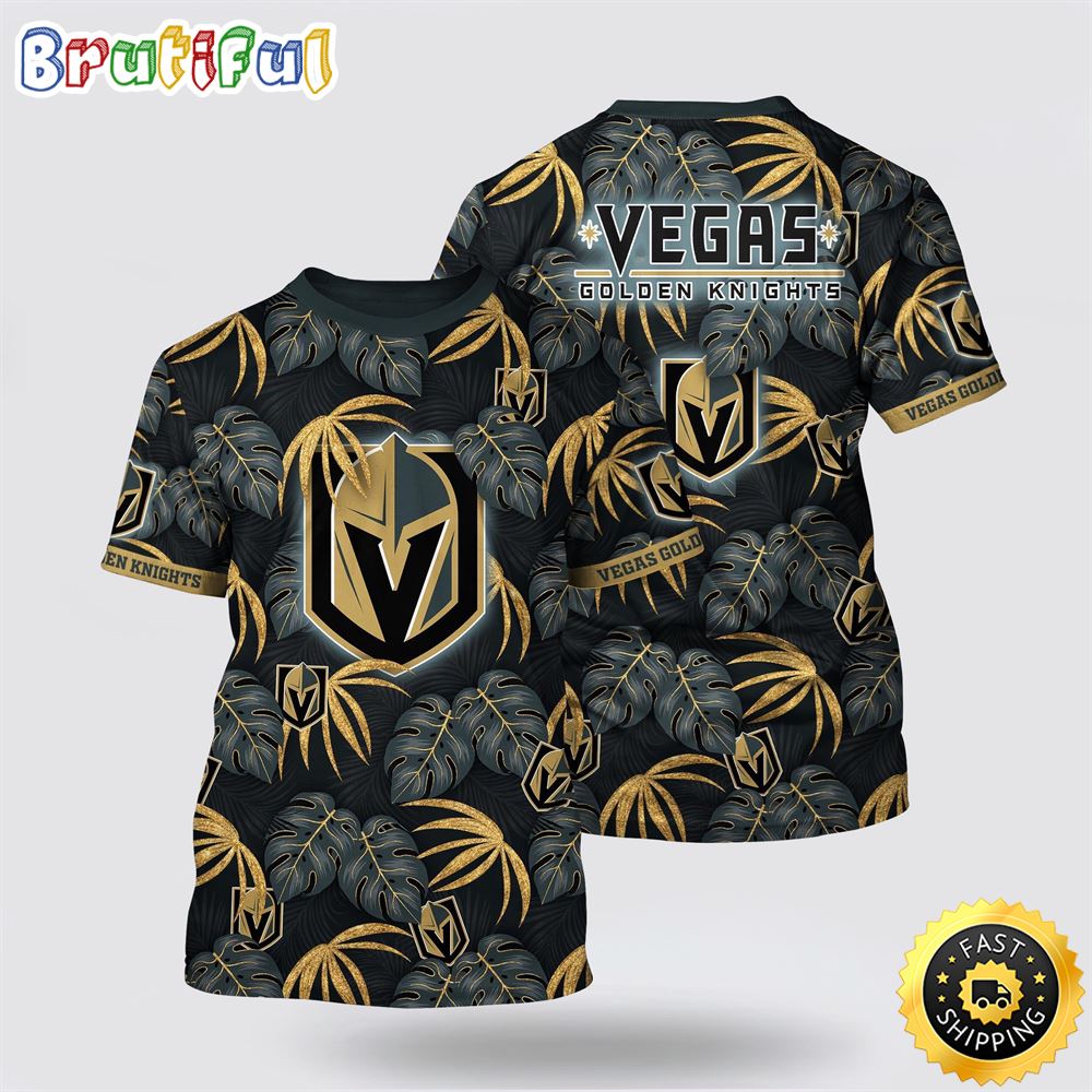 NHL Vegas Golden Knights All Over Print T Shirt Tropical Motifs Summer T Shirt