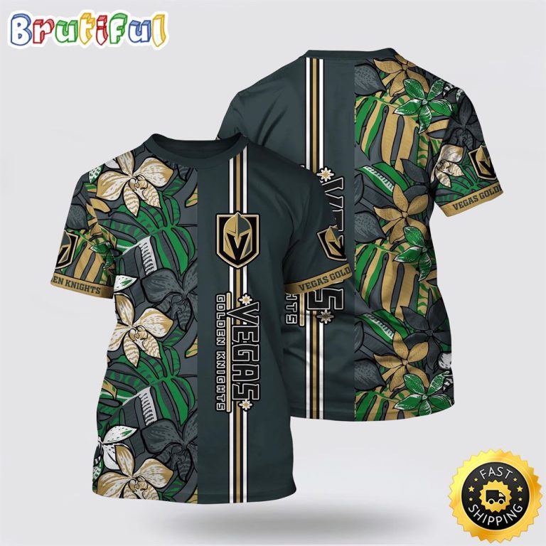 NHL Vegas Golden Knights All Over Print T Shirt Tropical Tropical Forest Floral Pattern Summer T Shirt