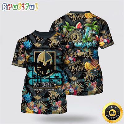 NHL Vegas Golden Knights All Over Print T Shirt With Tropical Fruits Summer T Shirt NHL Vegas Golden Knights All Over Print T Shirt With Tropical Fruits Summer T Shirt