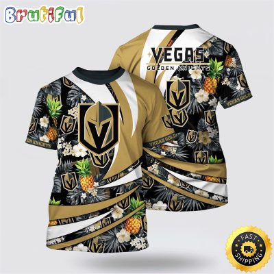 NHL Vegas Golden Knights All Over Print T Shirt With Tropical Pineapple Summer T Shirt