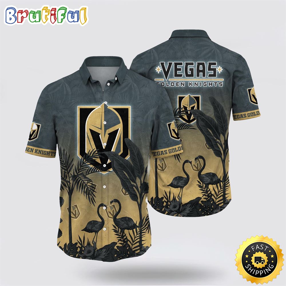 NHL Vegas Golden Knights Hawaiian Shirt Tropical Flamingo Pattern Summer Hawaiian Shirt