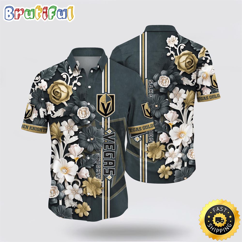 NHL Vegas Golden Knights Hawaiian Shirt Tropical Hepatica Floral Pattern Summer Hawaiian Shirt