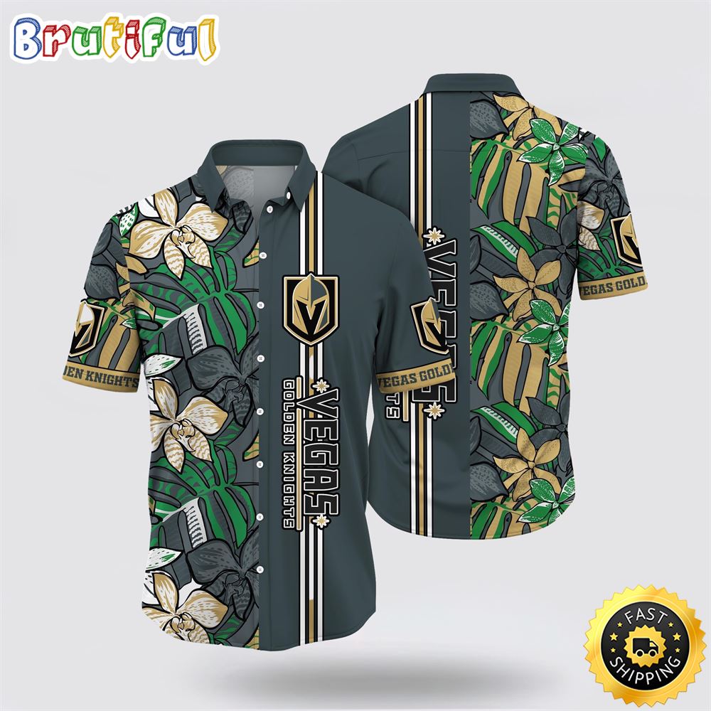 NHL Vegas Golden Knights Hawaiian Shirt Tropical Tropical Forest Floral Pattern Summer Hawaiian Shirt NHL Vegas Golden Knights Hawaiian Shirt Tropical Tropical Forest Floral Pattern Summer Hawaiian Shirt