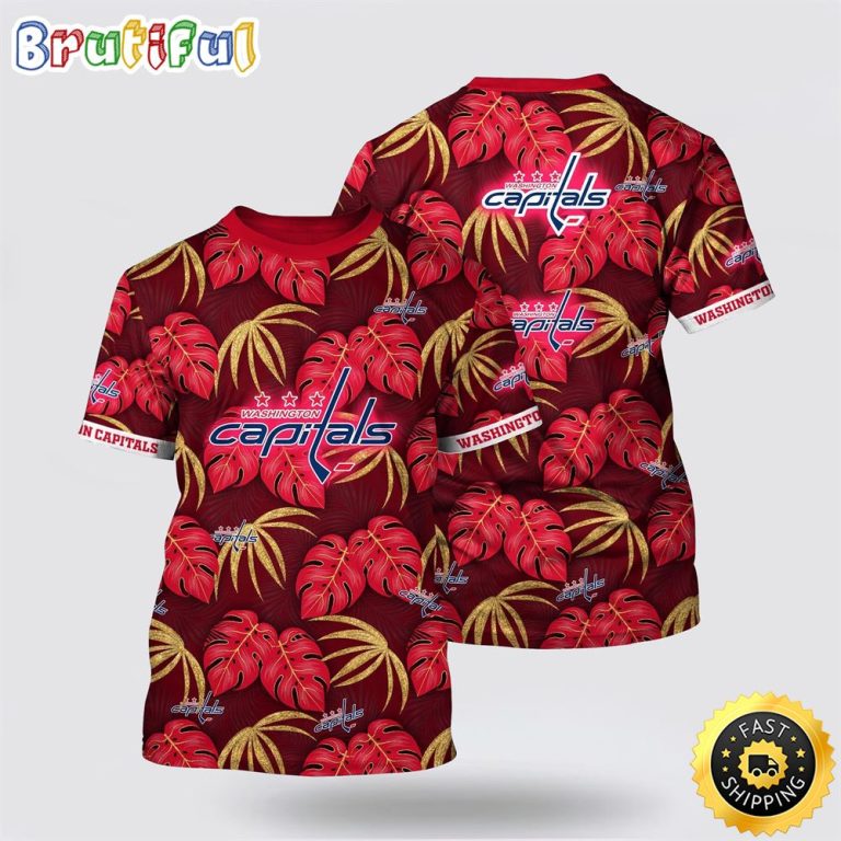 NHL Washington Capitals All Over Print T Shirt Tropical Motifs Summer T Shirt