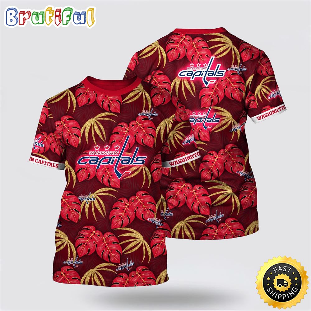 NHL Washington Capitals All Over Print T Shirt Tropical Motifs Summer T Shirt NHL Washington Capitals All Over Print T Shirt Tropical Motifs Summer T Shirt