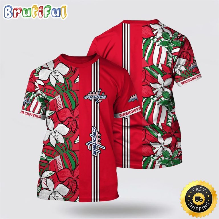 NHL Washington Capitals All Over Print T Shirt Tropical Tropical Forest Floral Pattern Summer T Shirt