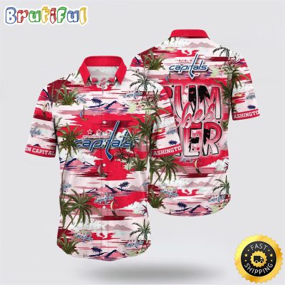 NHL Washington Capitals Hawaiian Shirt Tropical Desert Island Motif Summer Hawaiian Shirt