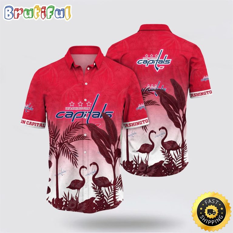 NHL Washington Capitals Hawaiian Shirt Tropical Flamingo Pattern Summer Hawaiian Shirt