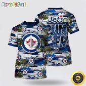 NHL Winnipeg Jets All Over Print T Shirt Tropical Desert Island Motif Summer T Shirt