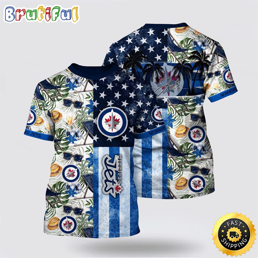 NHL Winnipeg Jets All Over Print T Shirt Tropical Hat And Glasses Pattern Summer T Shirt