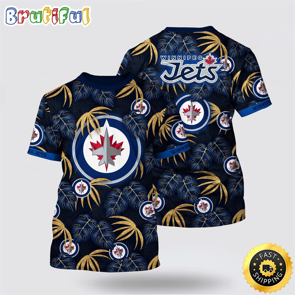 NHL Winnipeg Jets All Over Print T Shirt Tropical Motifs Summer T Shirt NHL Winnipeg Jets All Over Print T Shirt Tropical Motifs Summer T Shirt