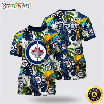 NHL Winnipeg Jets All Over Print T Shirt Tropical Parrot Pattern Summer T Shirt NHL Winnipeg Jets All Over Print T Shirt Tropical Parrot Pattern Summer T Shirt