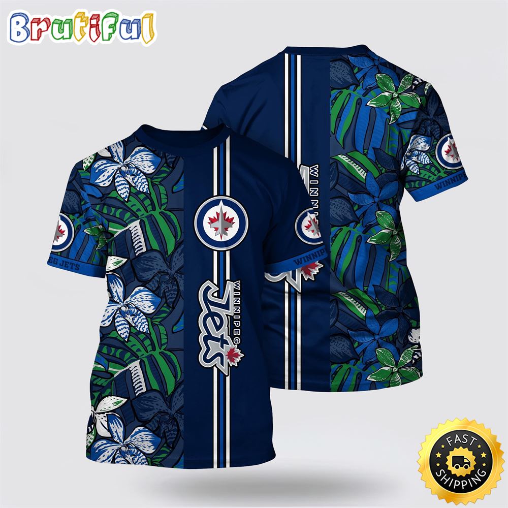 NHL Winnipeg Jets All Over Print T Shirt Tropical Tropical Forest Floral Pattern Summer T Shirt