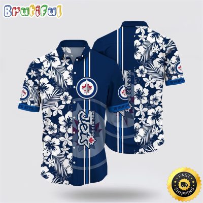 NHL Winnipeg Jets Hawaiian Shirt Tropical Apricot Blossom Pattern Summer Hawaiian Shirt