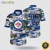 NHL Winnipeg Jets Hawaiian Shirt Tropical Desert Island Motif Summer Hawaiian Shirt