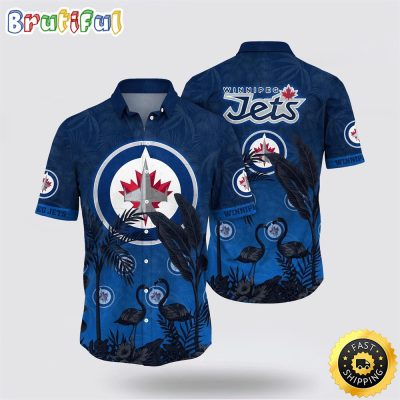 NHL Winnipeg Jets Hawaiian Shirt Tropical Flamingo Pattern Summer Hawaiian Shirt