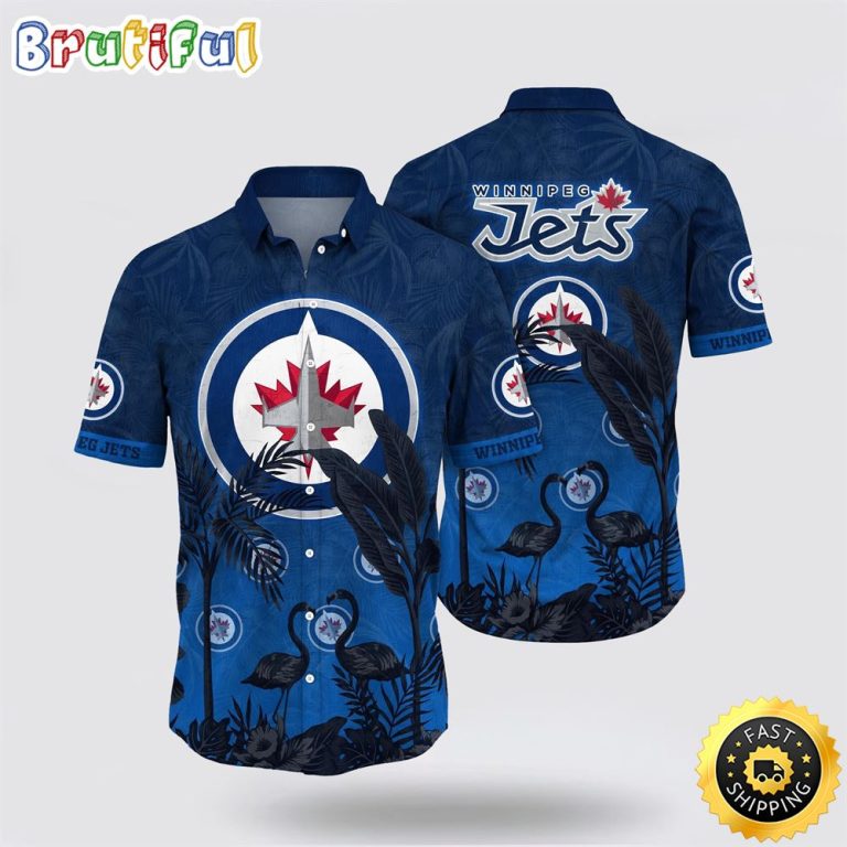 NHL Winnipeg Jets Hawaiian Shirt Tropical Flamingo Pattern Summer Hawaiian Shirt