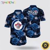 NHL Winnipeg Jets Hawaiian Shirt Tropical Rose Pattern Summer Hawaiian Shirt
