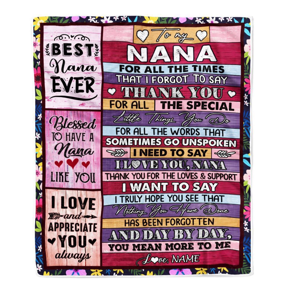 Nana Blanket From Granddaughter Grandson Thank You For The Love, Personalized Blanket For Mom, Mother's Day Gifts Blanket