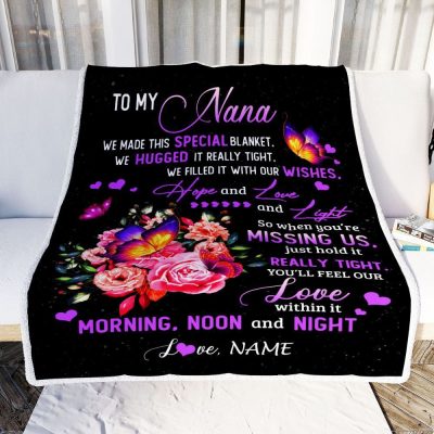 Nana Blanket From Grandkids Granddaughter We Made This Special Blanket Flower, Personalized Blanket For Mom, Mother's Day Gifts Blanket