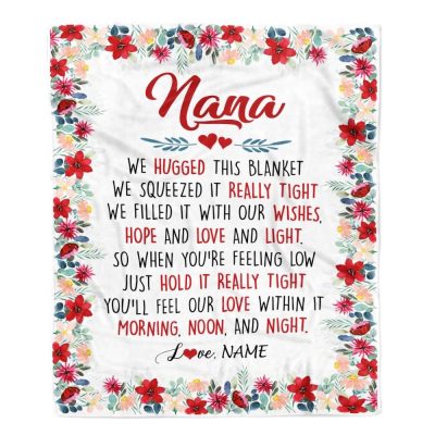 Nana Blanket From Grandkids Grandson Granddaughter We Hugged This Blanket, Personalized Blanket For Mom, Mother's Day Gifts Blanket