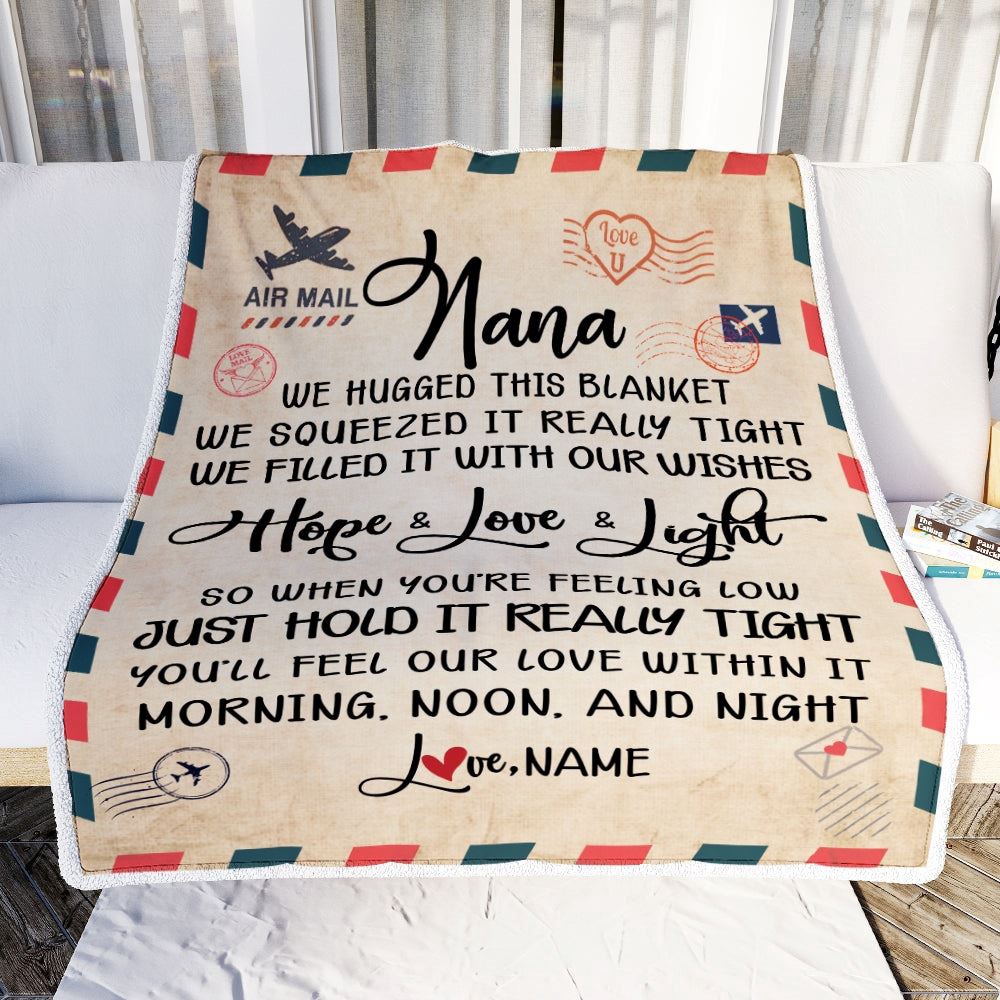 Nana Blanket From Grandkids We Hugged This Blanket Mail Letter, Personalized Blanket For Mom, Mother's Day Gifts Blanket