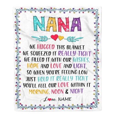 Nana Blanket From Grandkids We Hugged This Blanket, Personalized Blanket For Mom, Mother's Day Gifts Blanket