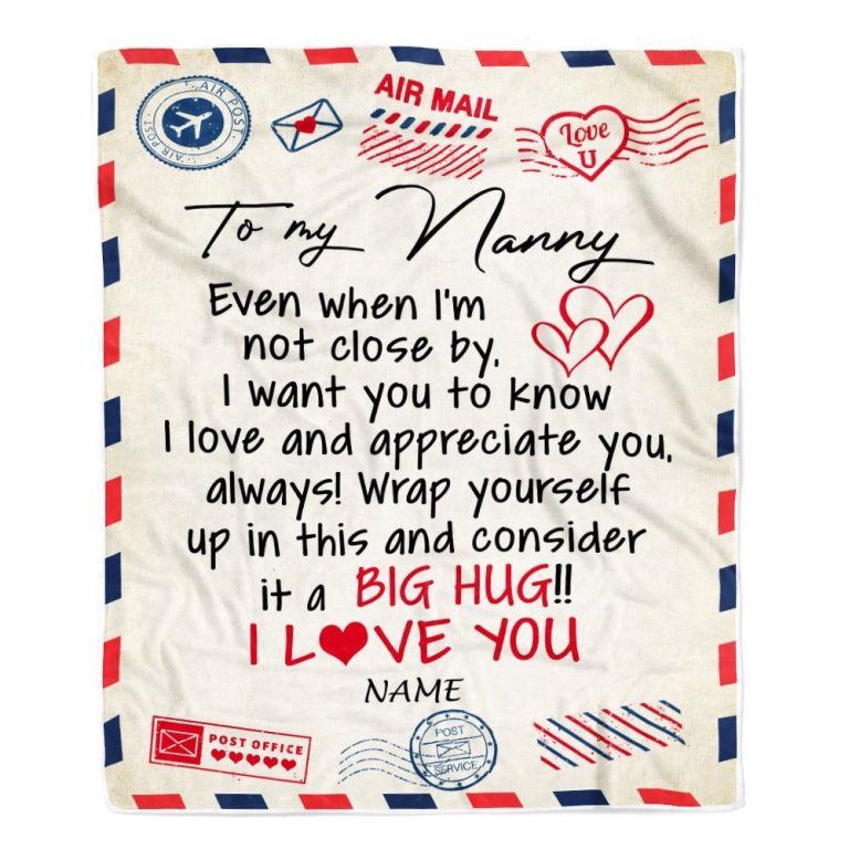 Nanny Blanket From Kids I Love You Hugs Air Mail Letter, Personalized Blanket For Mom, Mother's Day Gifts Blanket
