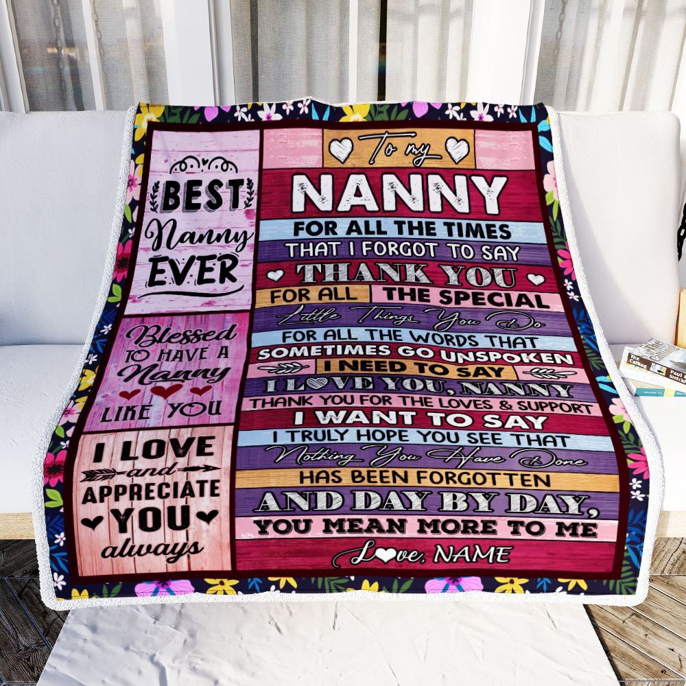 Nanny Blanket From Kids Thank You For The Love, Personalized Blanket For Mom, Mother's Day Gifts Blanket