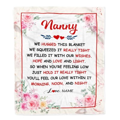 Nanny Blanket From Kids We Hugged This Blanket Floral, Personalized Blanket For Mom, Mother's Day Gifts Blanket