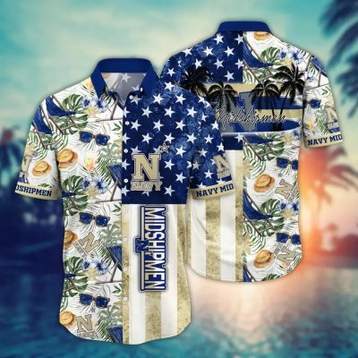Navy Midshipmen NCAA Flower Aloha Hawaiian Shirt 10, NCAA Hawaiian Shirt