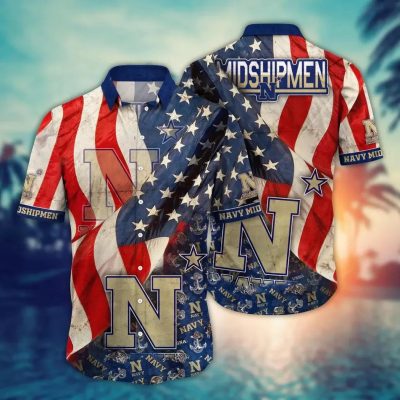Navy Midshipmen NCAA Flower Aloha Hawaiian Shirt 11, NCAA Hawaiian Shirt