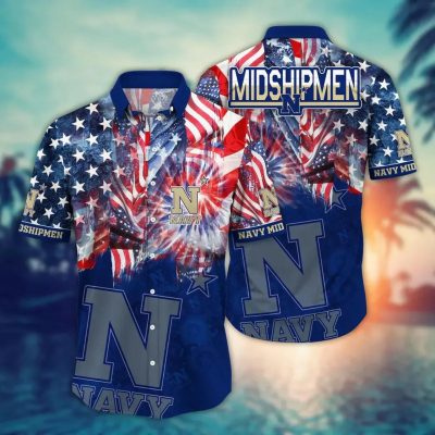 Navy Midshipmen NCAA Flower Aloha Hawaiian Shirt 12, NCAA Hawaiian Shirt