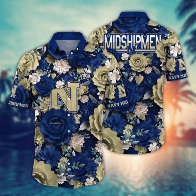 Navy Midshipmen NCAA Flower Aloha Hawaiian Shirt 3, NCAA Hawaiian Shirt
