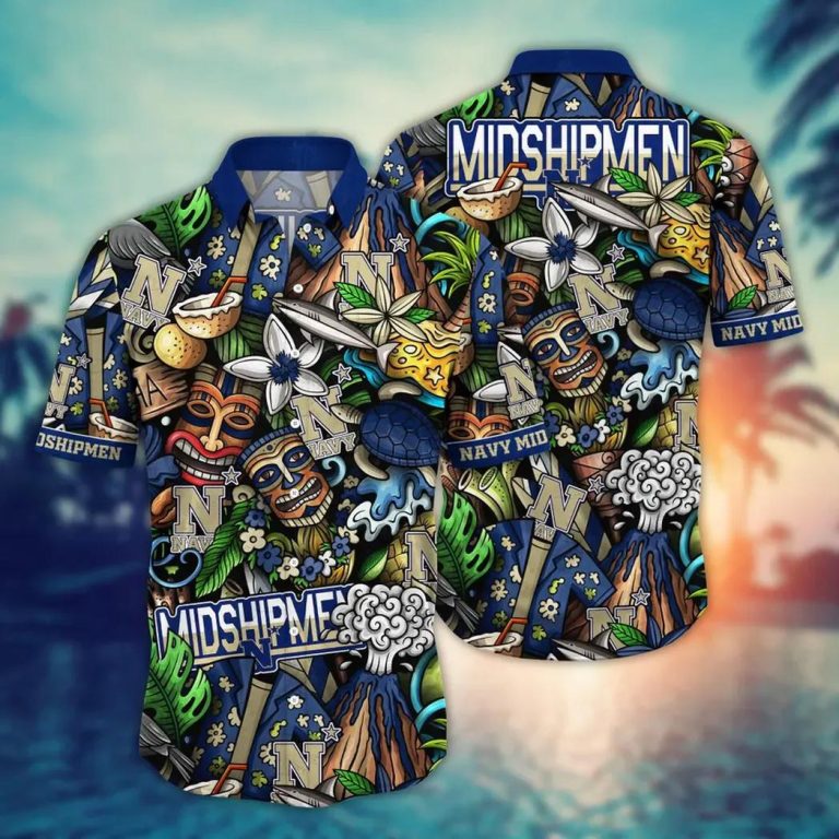 Navy Midshipmen NCAA Flower Aloha Hawaiian Shirt 6, NCAA Hawaiian Shirt
