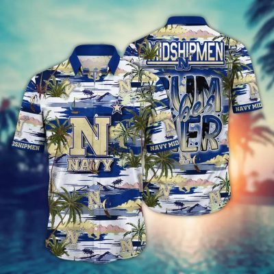 Navy Midshipmen NCAA Flower Aloha Hawaiian Shirt 8, NCAA Hawaiian Shirt