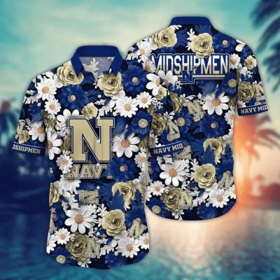 Navy Midshipmen NCAA Flower Aloha Hawaiian Shirt 9, NCAA Hawaiian Shirt