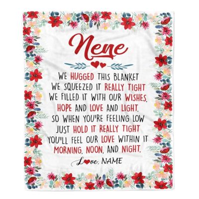 Nene Blanket From Grandkids Grandson Granddaughter We Hugged This Blanket, Personalized Blanket For Mom, Mother's Day Gifts Blanket